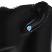Synthetic Opal Oval Sterling Silver Stud Earrings, e346